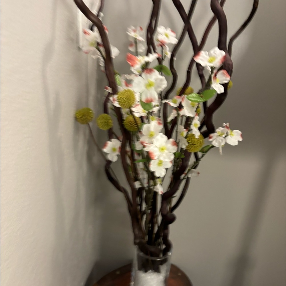Handmade floral arrangement with crystal vase